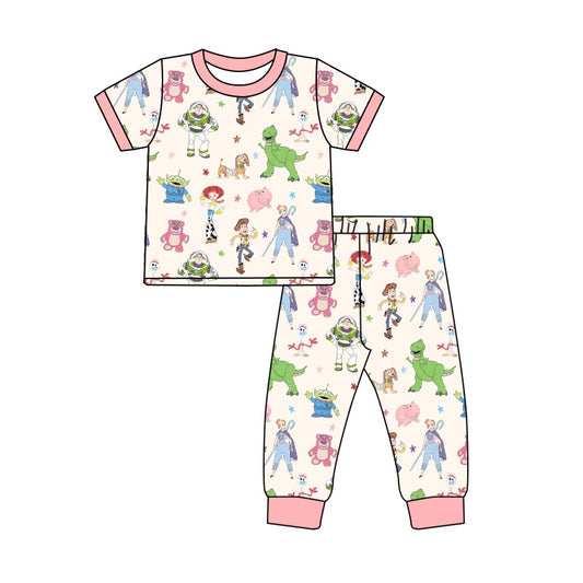 MOQ:5  Cartoon Short Sleeve Wholesale Boutique Kid Clothing Set