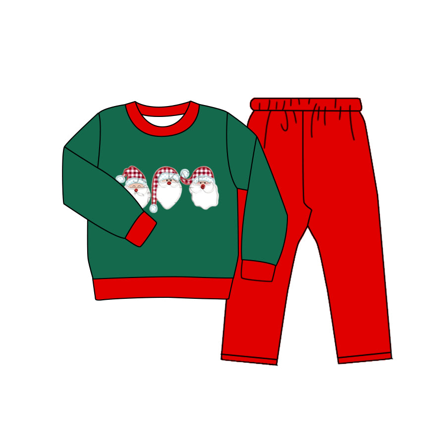 MOQ:5  Christmas Santa Long Sleeve Wholesale Boutique Kid Clothing Set