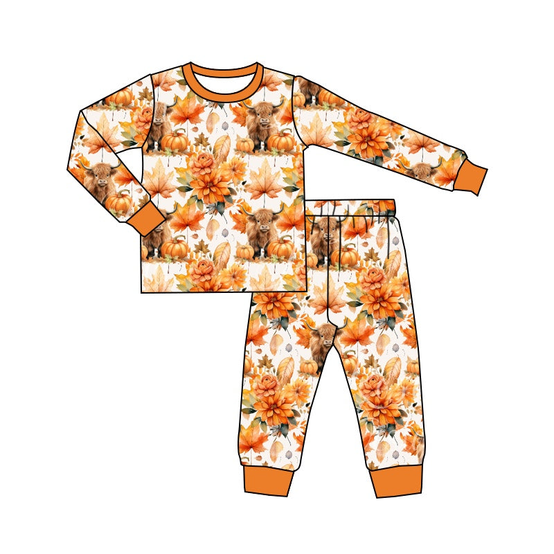 MOQ:5 Orange Boy Long Sleeve Wholesale Boutique Kid Outfit