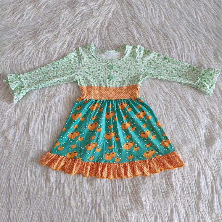 6 A14-26 Cute Pumpkin Cute Children Clothing Kid Summer Boutique Dresses