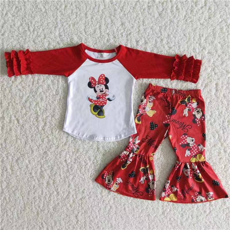 6 A14-28 Red Children Long Sleeve Clothing Kid Summer Boutique Outfits