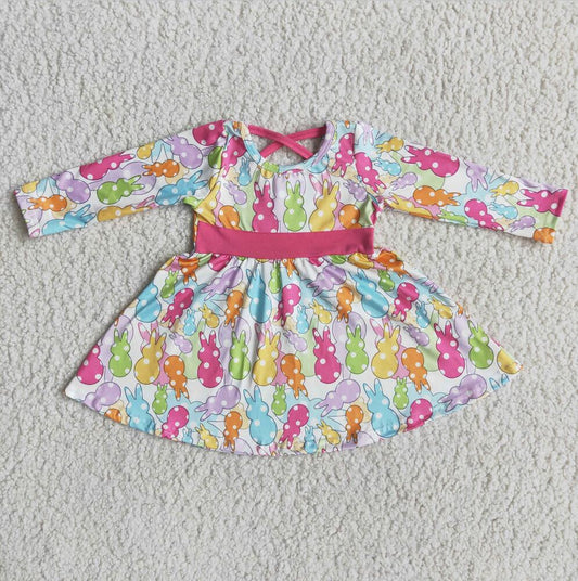 6 A18-1 Easter Colorful Bunny Twirl Dress
