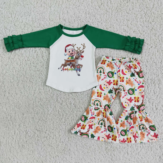 6 A18-20 Green  Cute Children Long Sleeve Clothing Kid Summer Boutique Outfits