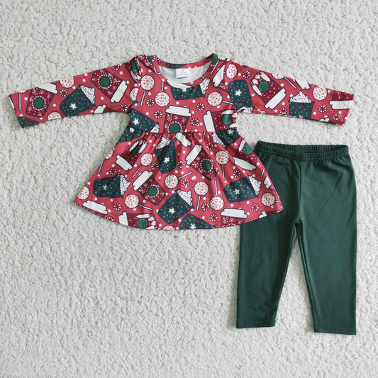 6 A18-29 Christmas Cake Children Clothing Long Sleeve Kid Boutique Outfits