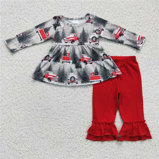 6 A19-11 Red Cute Children Long Sleeve Clothing Kid Summer Boutique Outfits