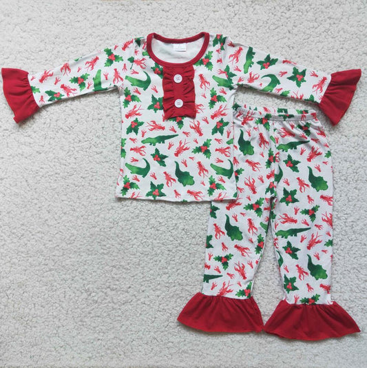 6 A2-27 Girls Christmas Pajamas Set