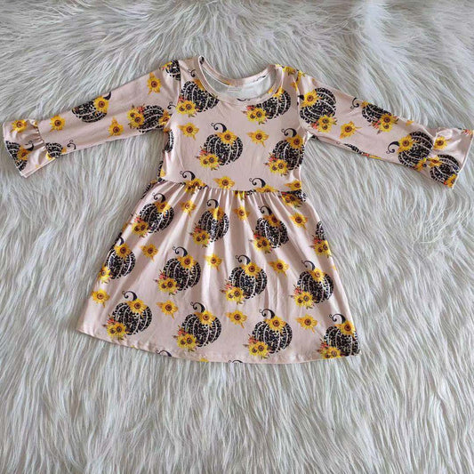 6 A20-16 Pumpkin Cute Children Clothing Kid Summer Boutique Dresses