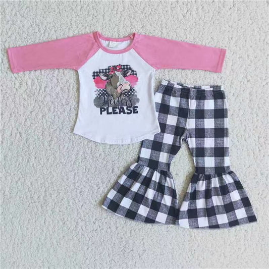 6 A25-29 Cow Wholesale Children Clothing Long Sleeve Kid Boutique Outfits