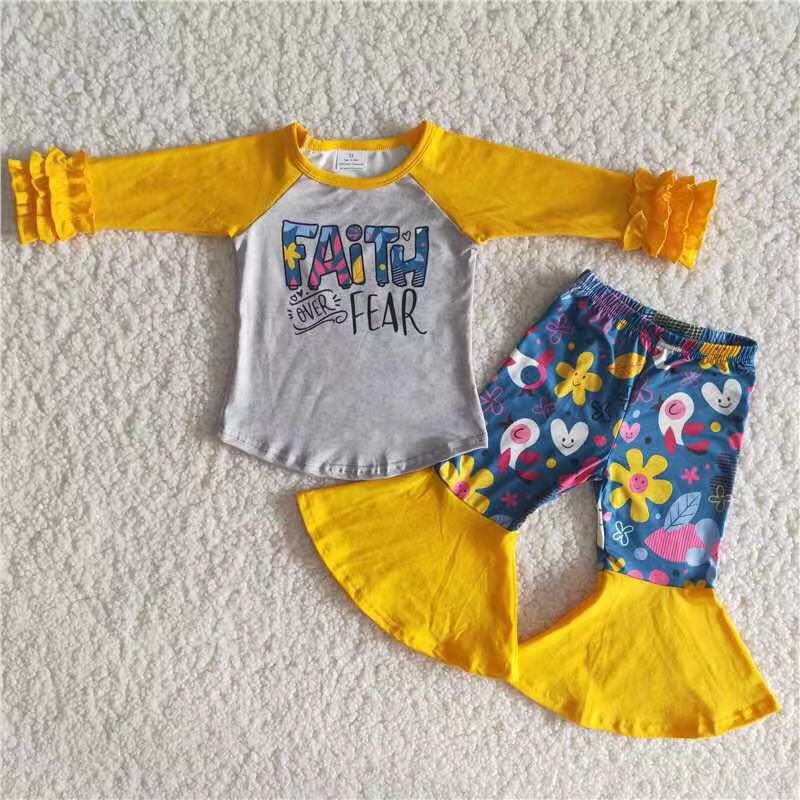 6 A25-4 Cute Children Long Sleeve Clothing Kid Summer Boutique Outfits