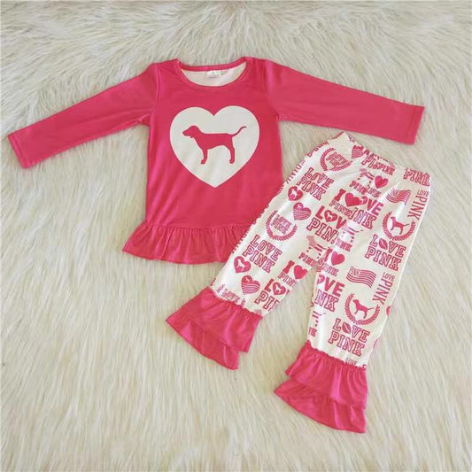 6 A26-13 Pink Children Long Sleeve Clothing Kid Summer Boutique Outfits