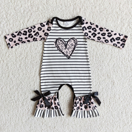 RTS Promotion Baby Girls Hearts Striped Valentine's Long Sleeves Romper