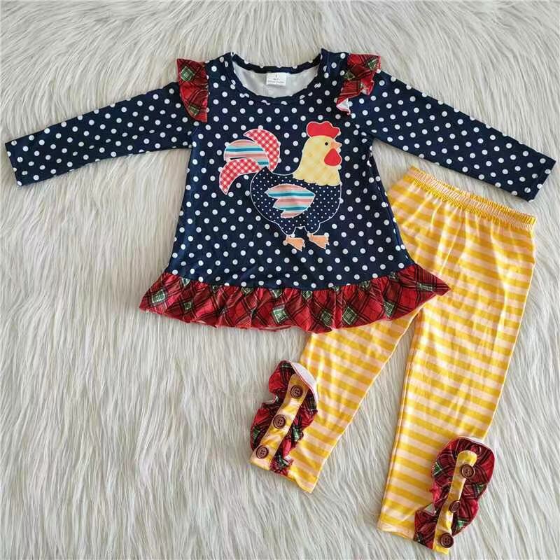 6 A28-16 Chicken Children Clothing Long Sleeve Kid Boutique Outfits