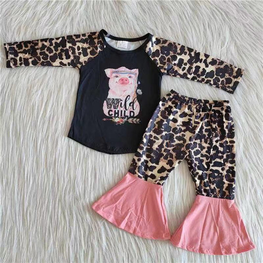 6 A29-1 Pig Wholesale Children Clothing Long Sleeve Kid Boutique Outfits