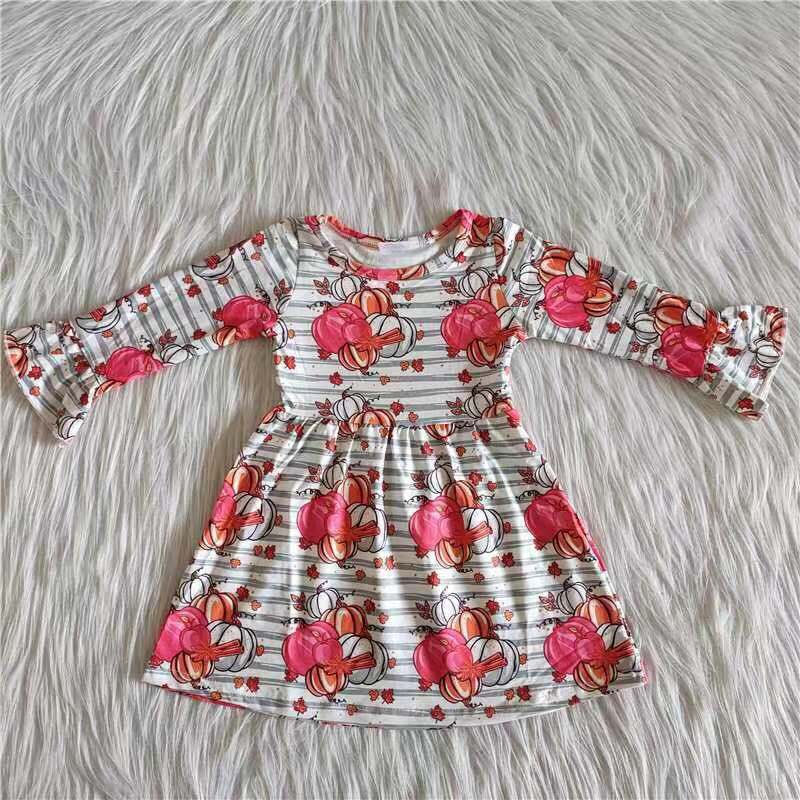 6 A29-16 Cute Pumpkin Cute Children Clothing Kid Summer Boutique Dresses