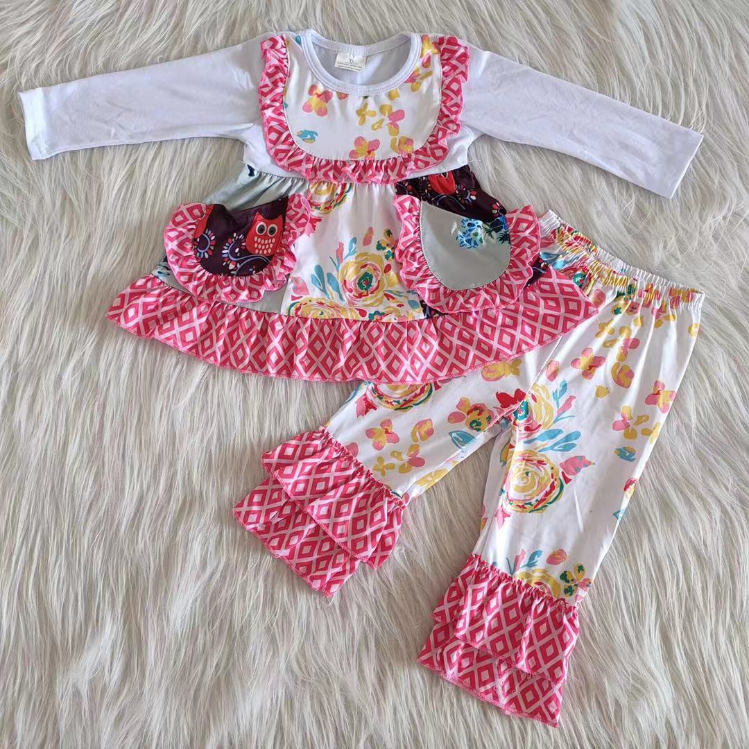 6 A33-16 Pocket Wholesale Children Clothing Long Sleeve Kid Boutique Outfits