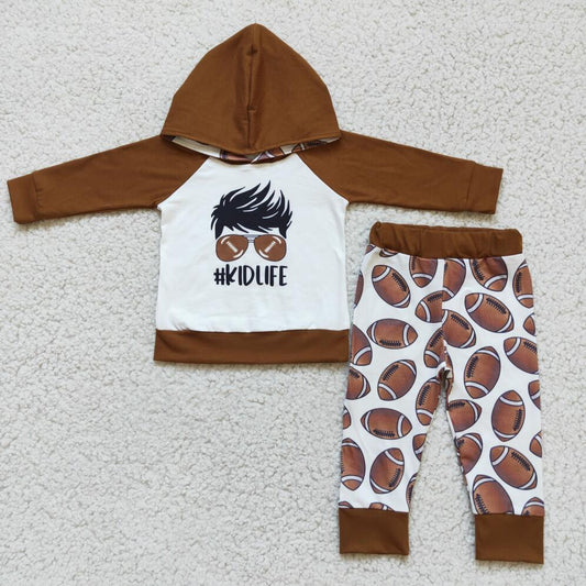 6 A4-12 Boys Football Kid Life Hoodie Set