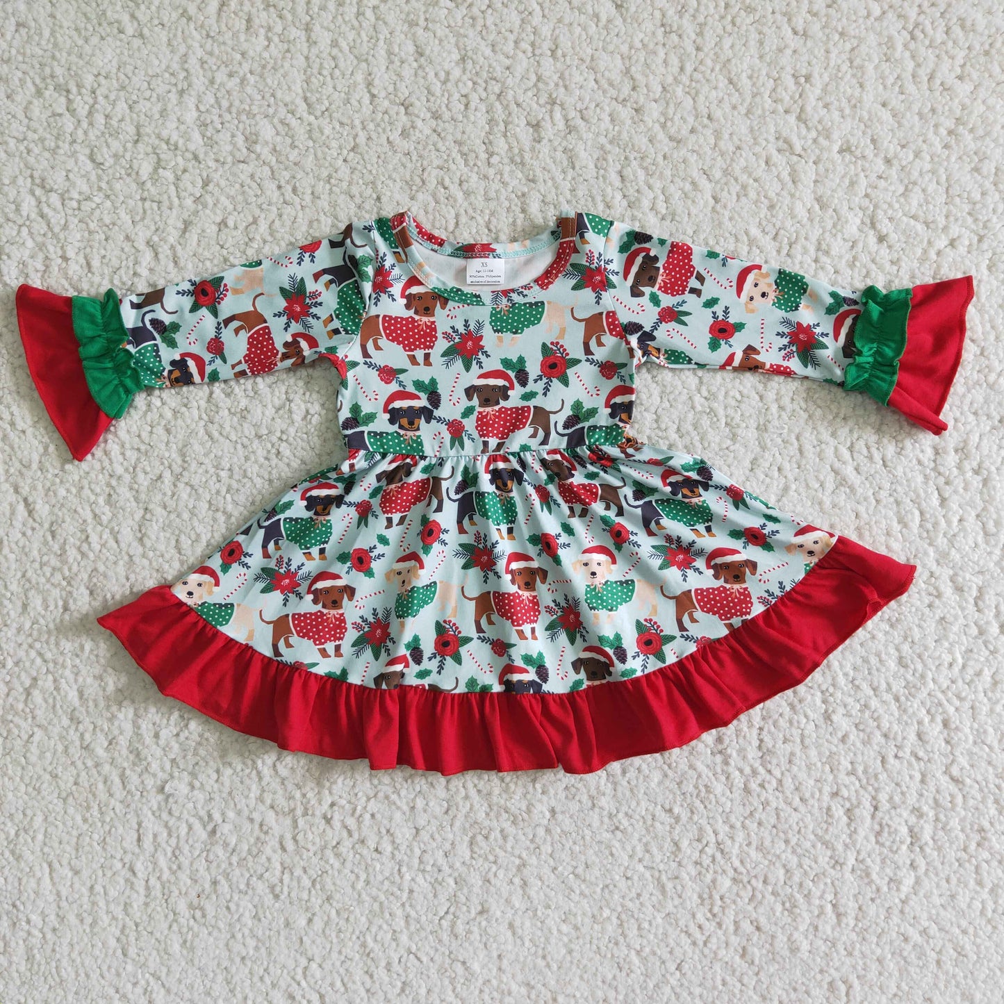 6 A6-17 Christmas Cute Children Clothing Kid Fall Winter Boutique Dresses