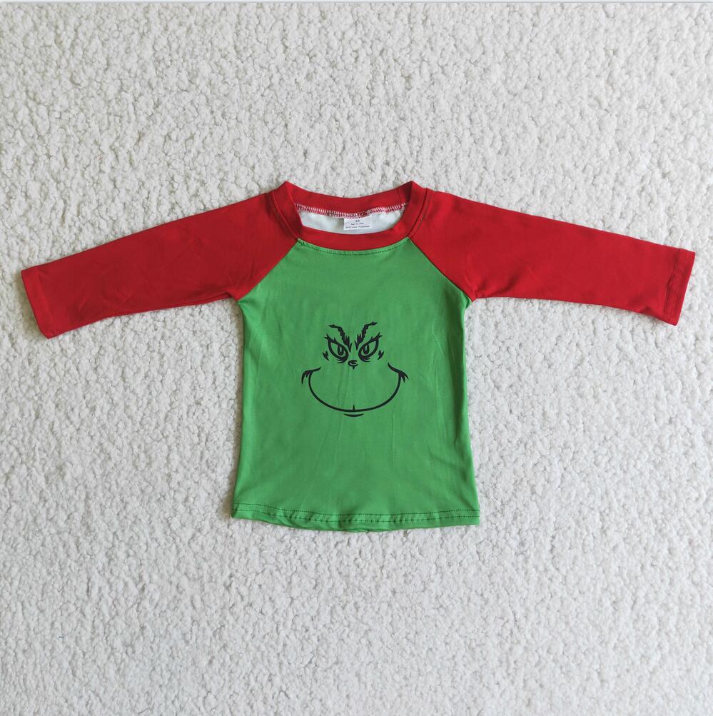 6 A6-5 Green Red Boys Long Sleeve Shirt