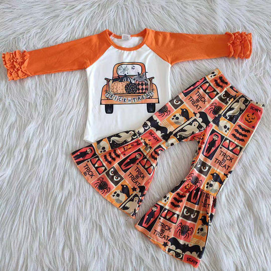 6 A7-30 Pumpkin Children Long Sleeve Clothing Kid Summer Boutique Outfits