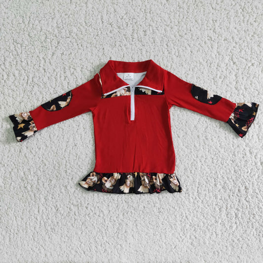 6 A8-3 Cow Baby Girls Christmas Long Sleeve Tee Shirt Tops