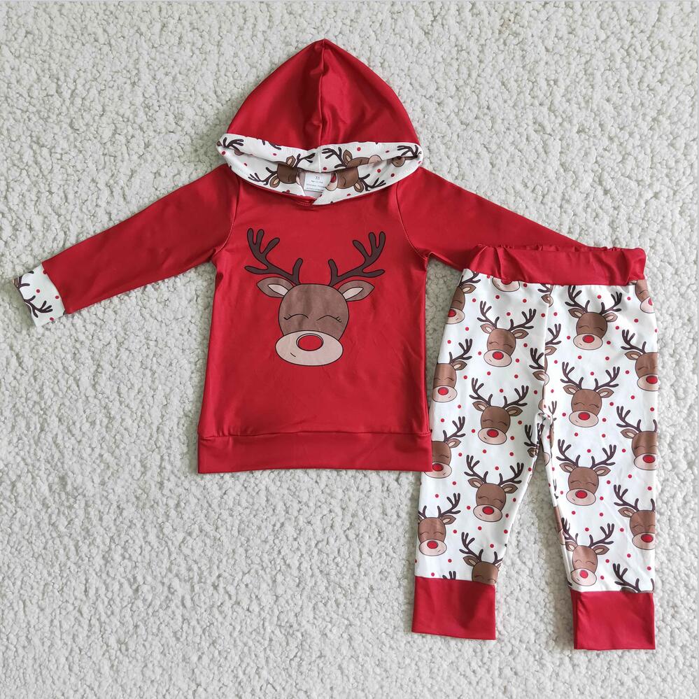 Boys Deer Hoodie Top Set