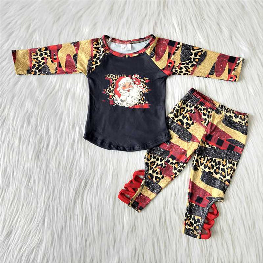 6 B10-17 Christmas Santa Children Clothing Long Sleeve Kid Boutique Outfits