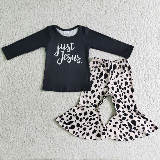 6 B6-2 Leopard Children Clothing Long Sleeve Kid Boutique Outfits