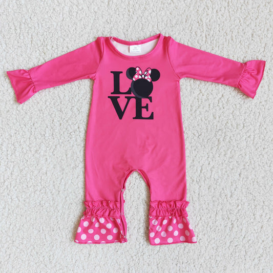 6 B8-35 Pink girl pink long sleeve romper