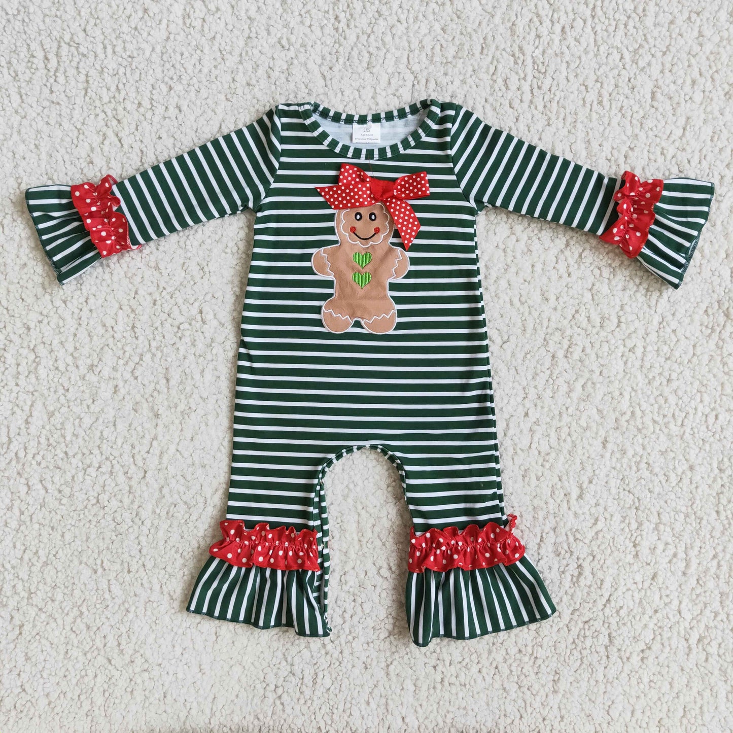 6 C10-6 Green girl long sleeve romper