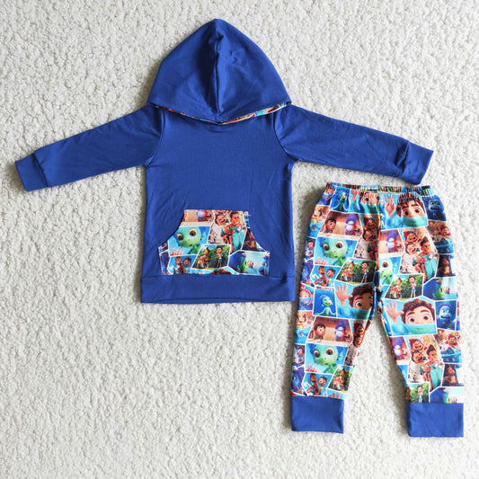 6 C7-21 Blue Children Long Sleeve Clothing Kid Summer Boutique Outfits