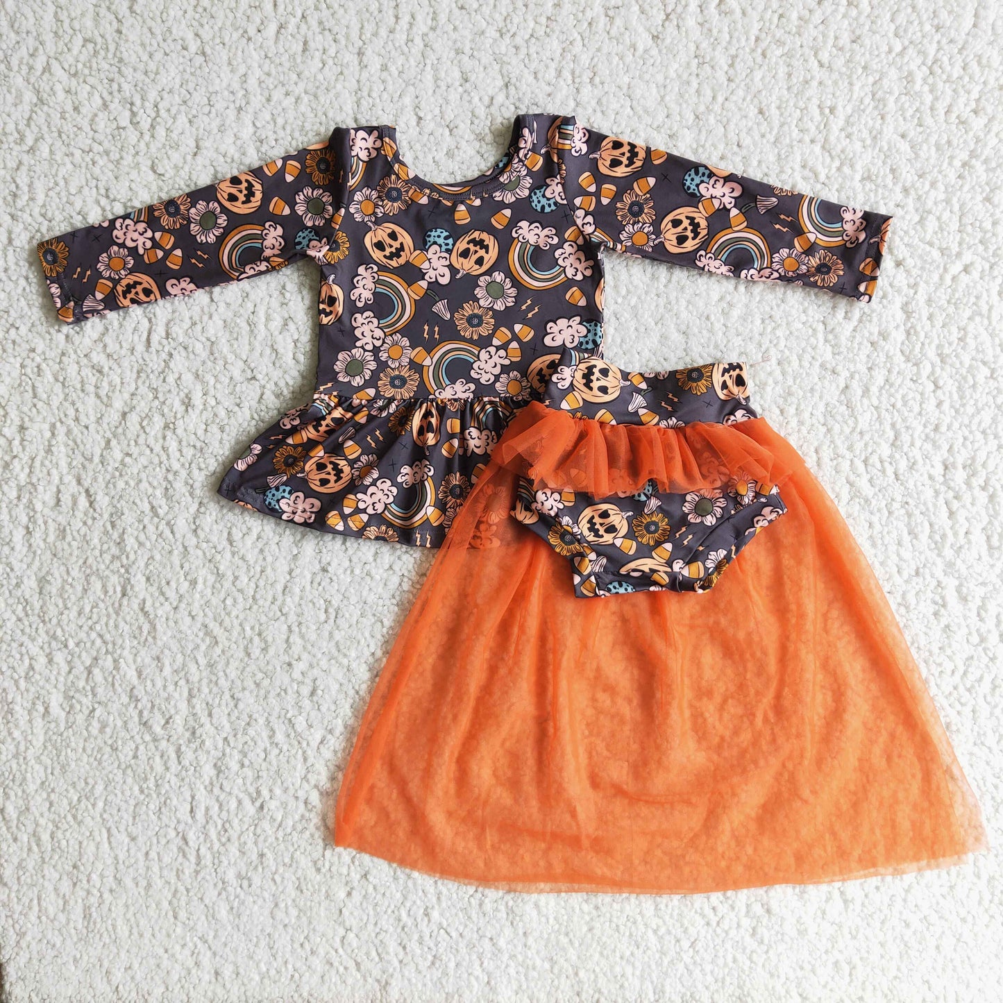 6 C8-1 Orange Halloween Cute summer Bummies Set