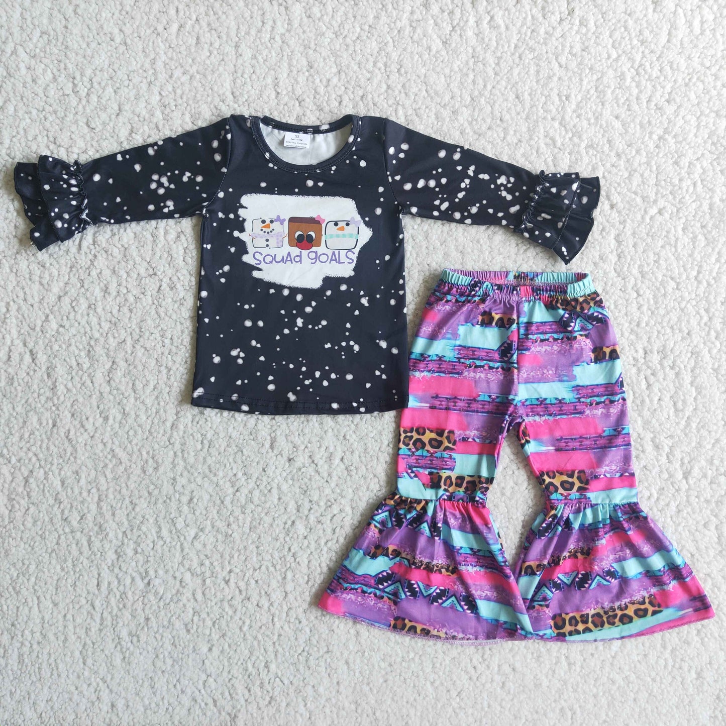 6 C8-17 Black Wholesale Children Clothing Long Sleeve Kid Boutique Outfits