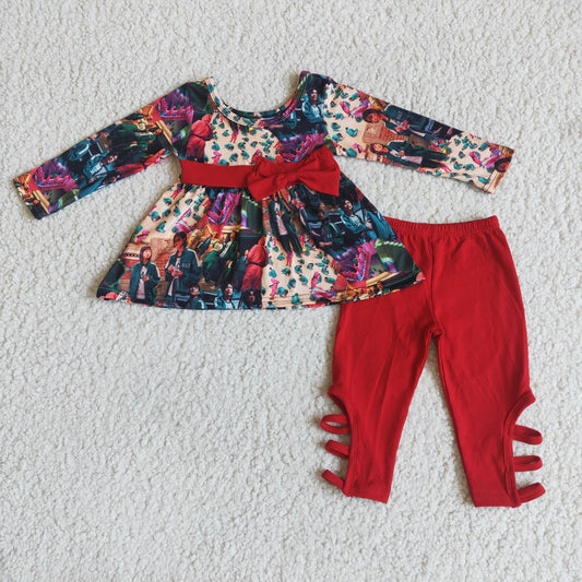 6 C8-23 Red Children Long Sleeve Clothing Kid Summer Boutique Outfits