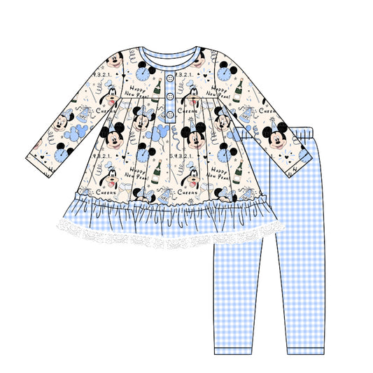 MOQ:5 Cartoon Kid Long Sleeve Wholesale Boutique Kid Clothing Outfits 2pcs Set