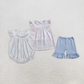 RTS NO MOQ Summer Sibling  Baby Girls I LOVE DADDY Floral Bows Tunic Ruffle Shorts Rompers Sets