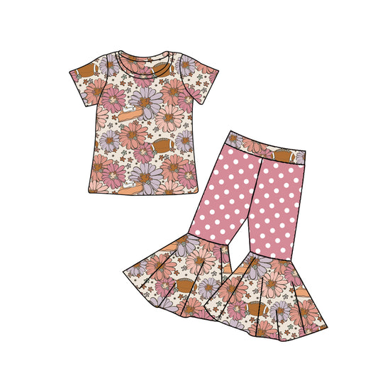 MOQ:5 Floral Short Sleeve Wholesale Boutique Kid Clothing Set