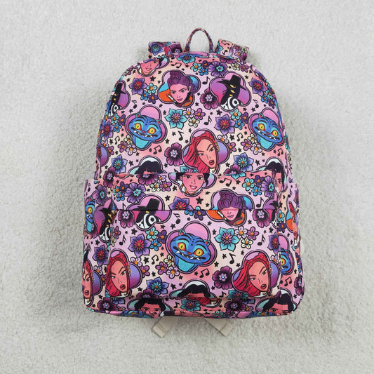 RTS Baby Girls Kids Singer Flower Zipper Backpack School Purple Bag