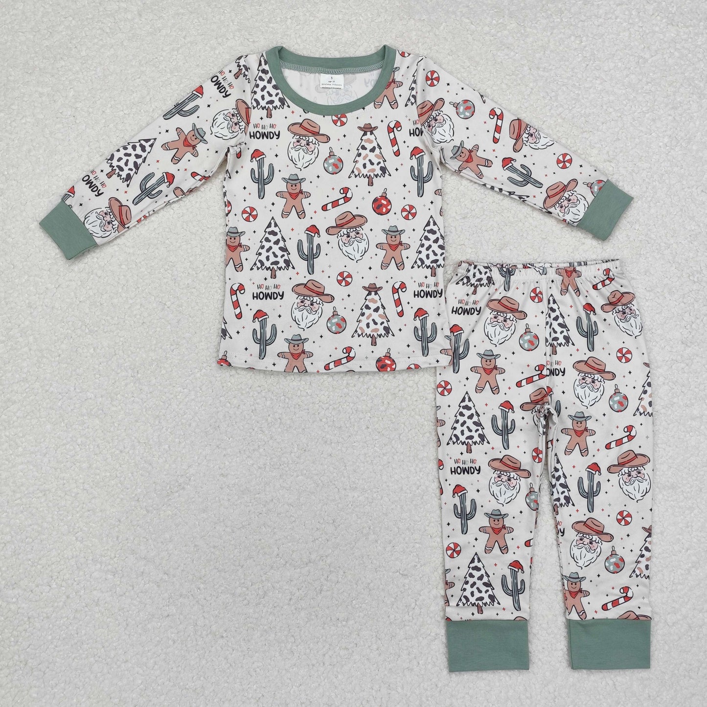 BLP0817 Baby Boys Christmas Western Tree Top Pants Pajamas Clothes Sets