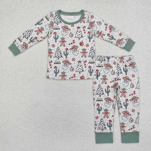 BLP0817 Baby Boys Christmas Western Tree Top Pants Pajamas Clothes Sets