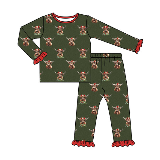 MOQ:5 Cute Christmas Kid Pajamas Long Sleeve Wholesale Boutique Kid Clothing