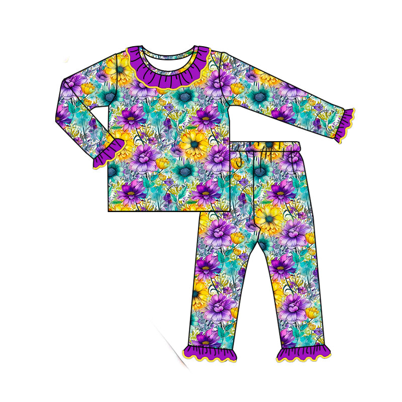 MOQ:5 Purple Kid Long Sleeve Wholesale Boutique Kid Clothing