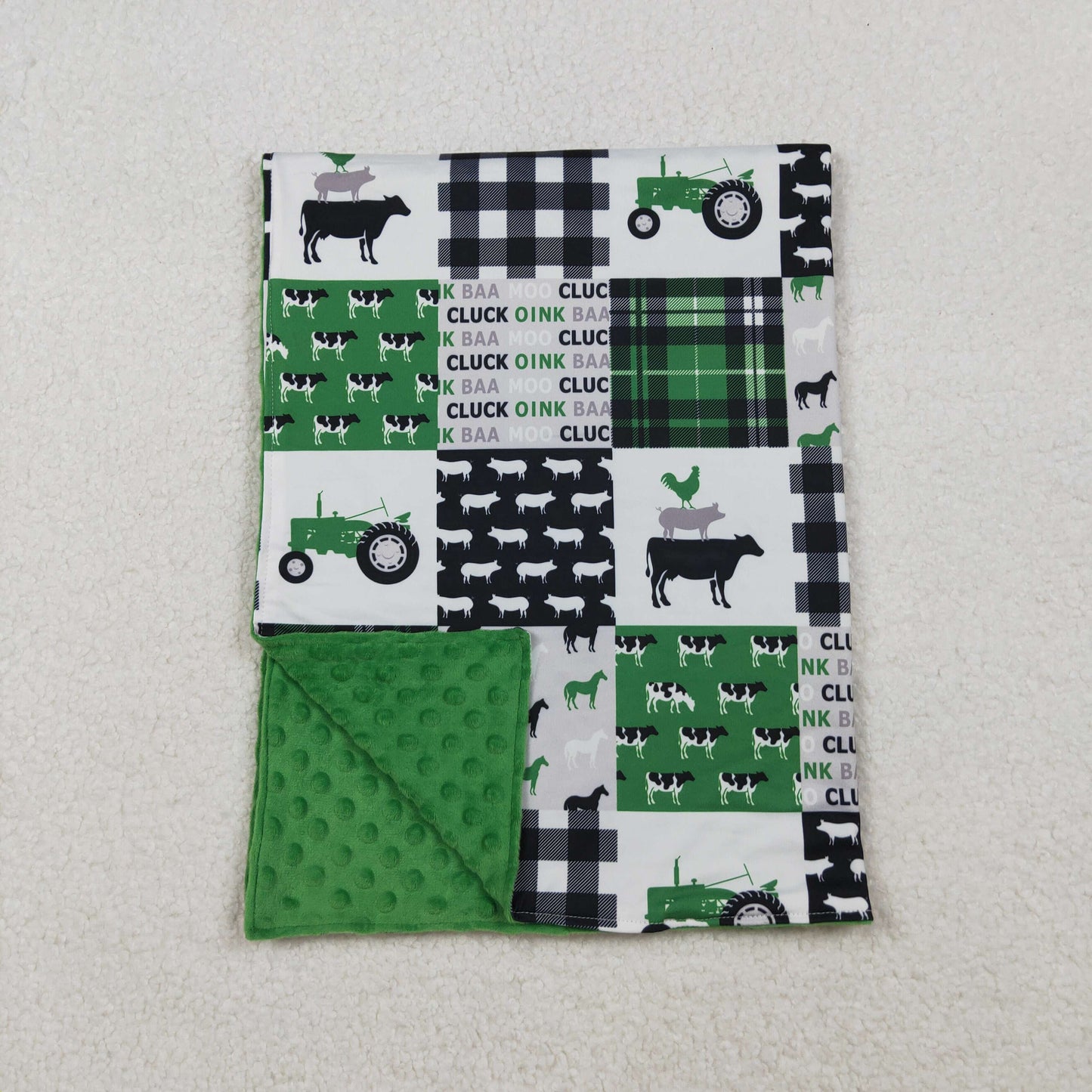RTS Baby Boy Toddler Farm Animals Trucks Green Blanket