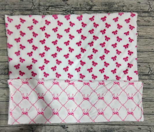 USA Shop RTS Baby Girls Kids Toddler Pink Bows Minky Blanket