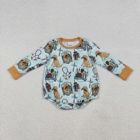 RTS Baby Boy Long Sleeves Dogs Ducks Hunting Bubble Romper