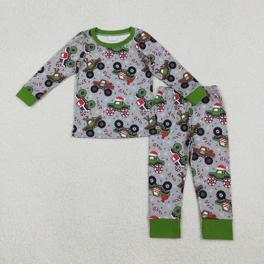 RTS Baby Boys Kids Long Sleeves Christmas Trucks Shirt Pants Pajamas Set