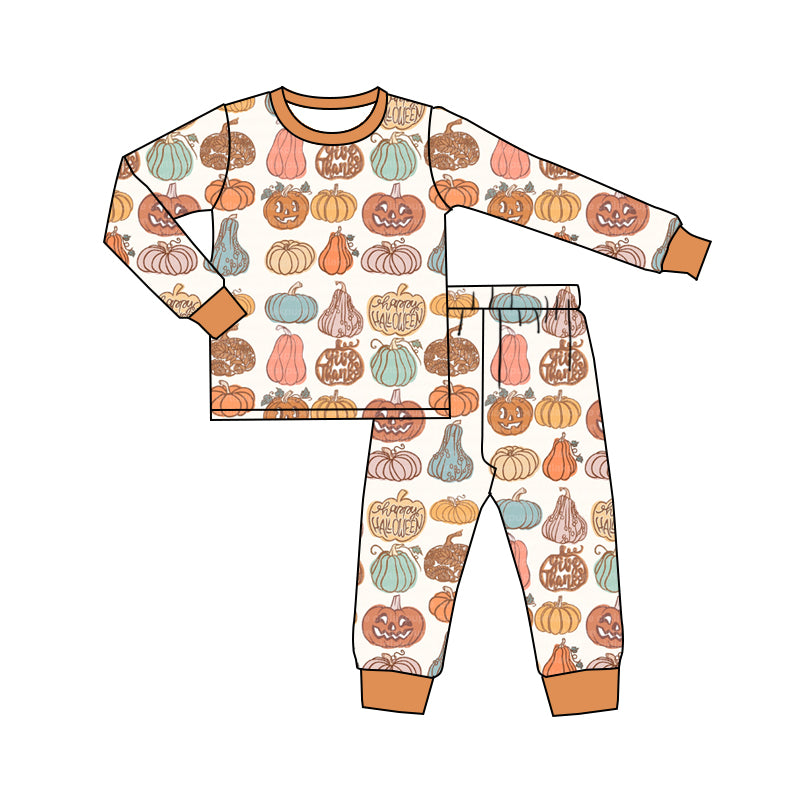 MOQ:5 Pumpkin Long Sleeve Wholesale Boutique Kid Outfit