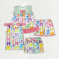 RTS NO MOQ Summer Sibling Baby Girls Sleeveless Colorful Bows Tops Shorts Outfits Sets