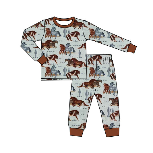 MOQ:5 Horse Cute Kid Long Sleeve Wholesale Boutique Kid Clothing