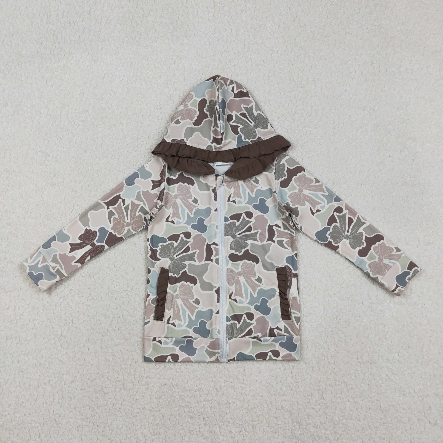 RTS Baby Girls Kids Dogs Ducks Deer Camo Zipper Hoodie Pockets Hunting Cardigan Tops