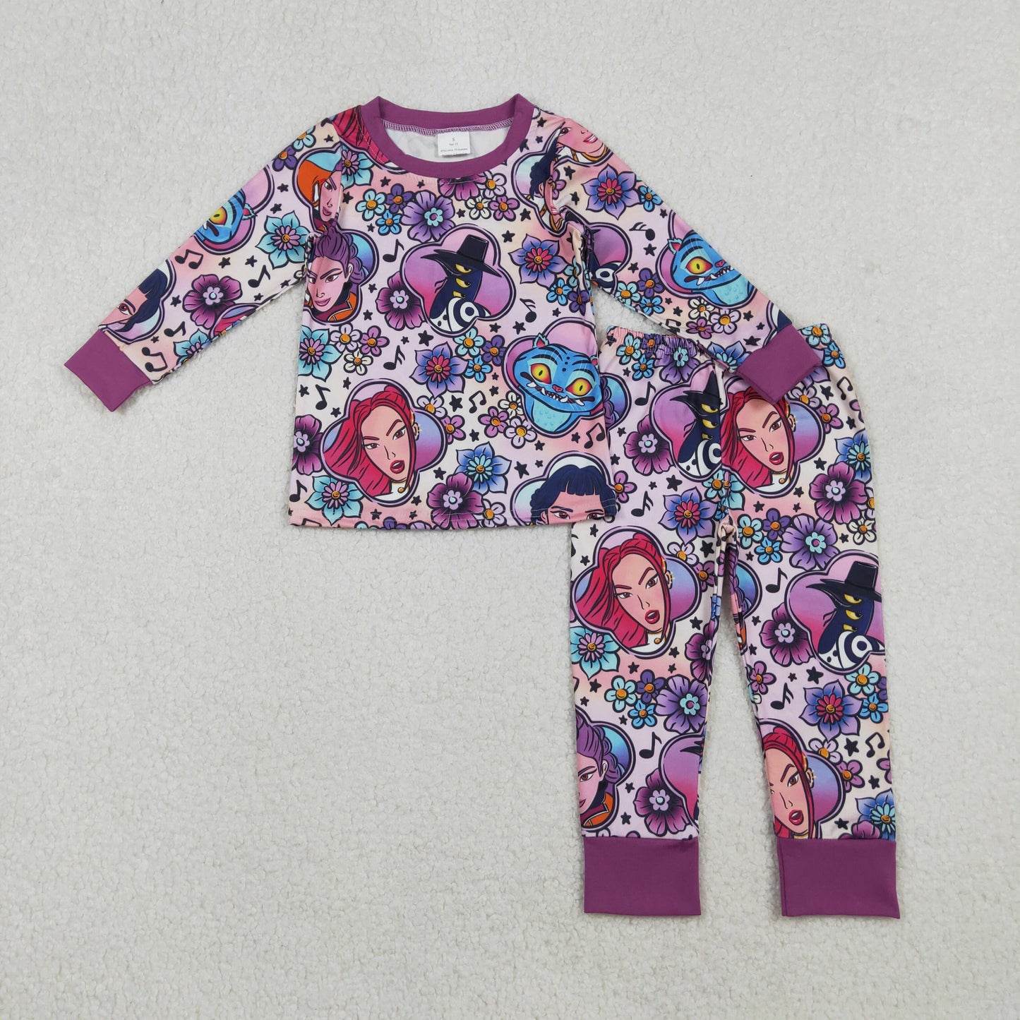RTS Baby Girls Kids Long Sleeves Singer Characters Flower Shirt Pants Pajamas Set